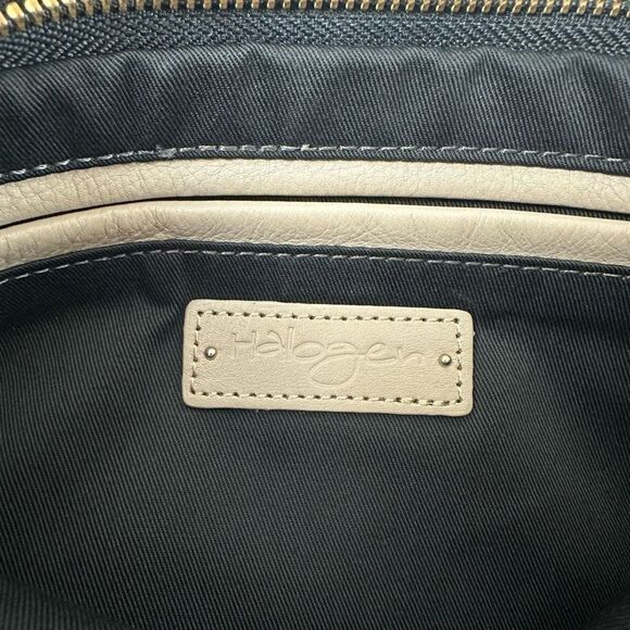 Halogen Colorblock Leather Clutch Black And Tan Top Zipper With Tassle - Picture 4 of 9